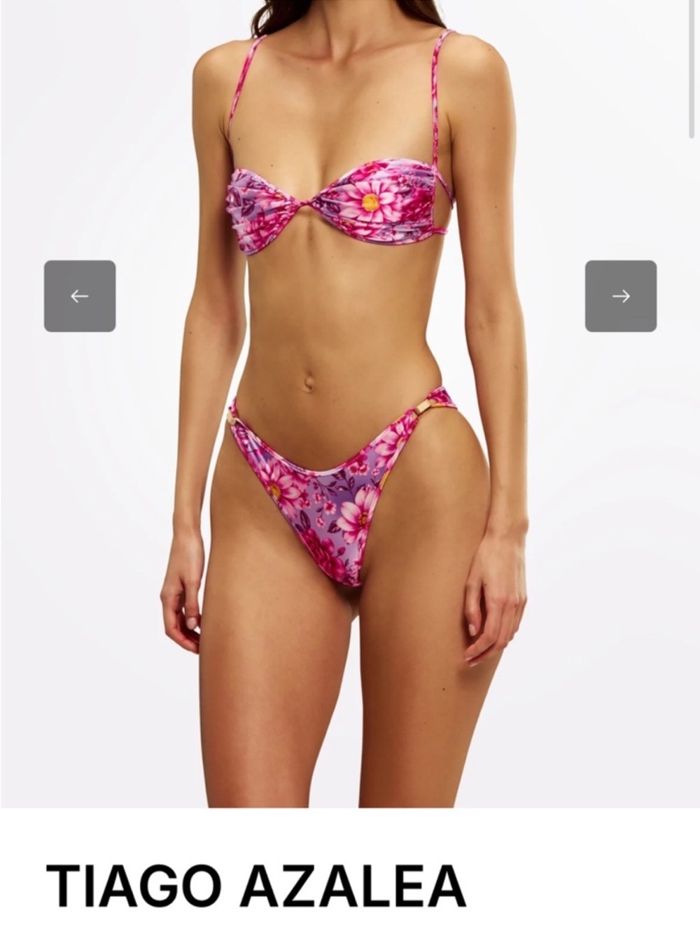 Tiago Azalea Pink Floral Twist Bandeau Bikini top